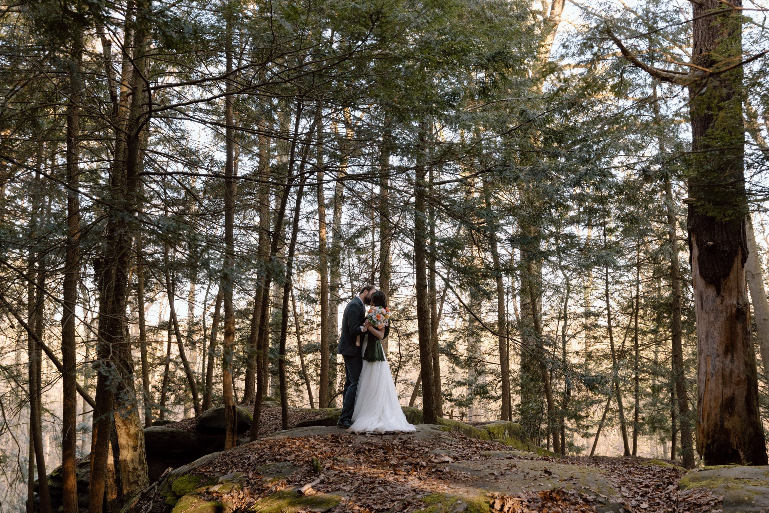 Couple embracing in Cuyahoga Valley National Park