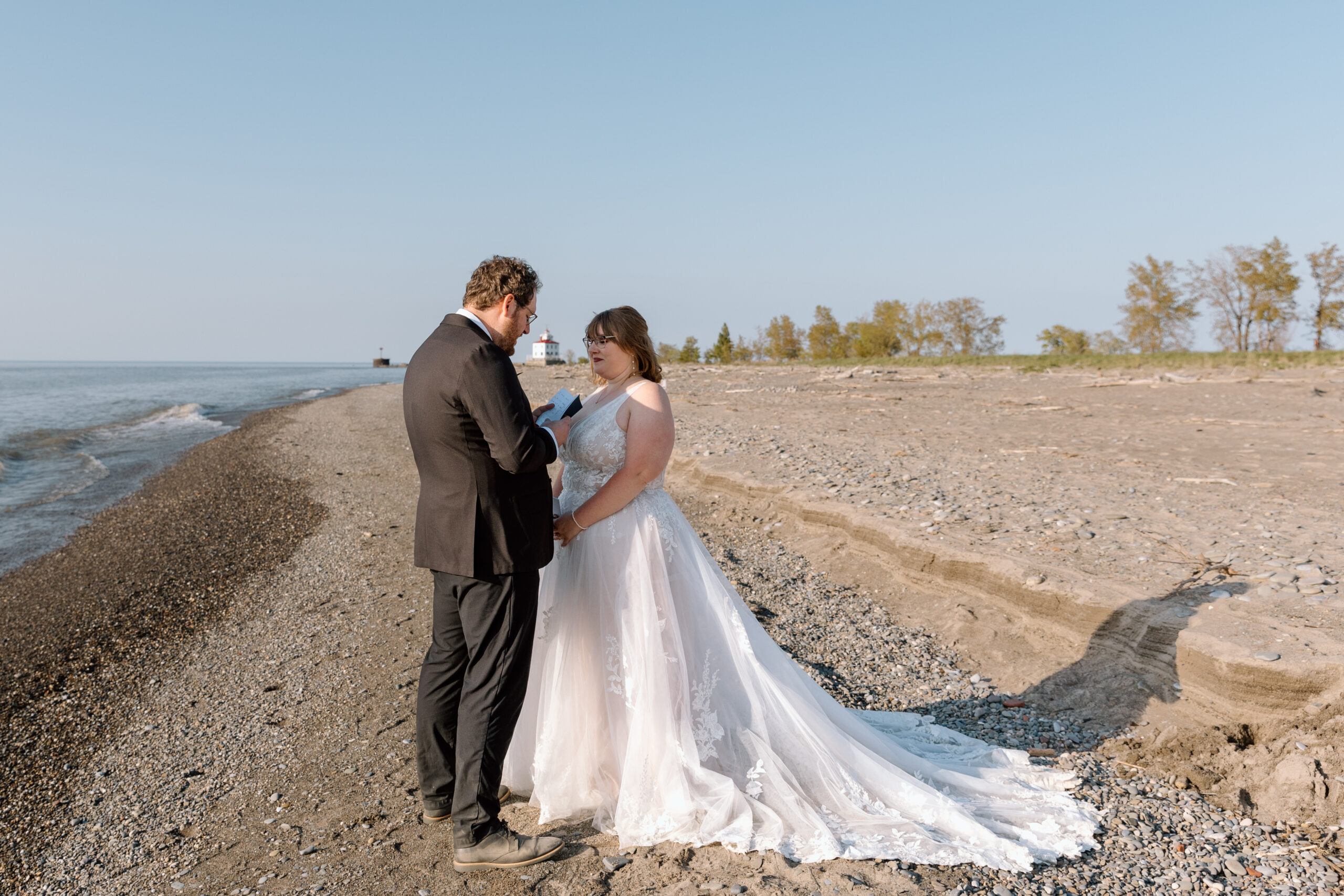 Couple saying vows at Headlands Beach State Park