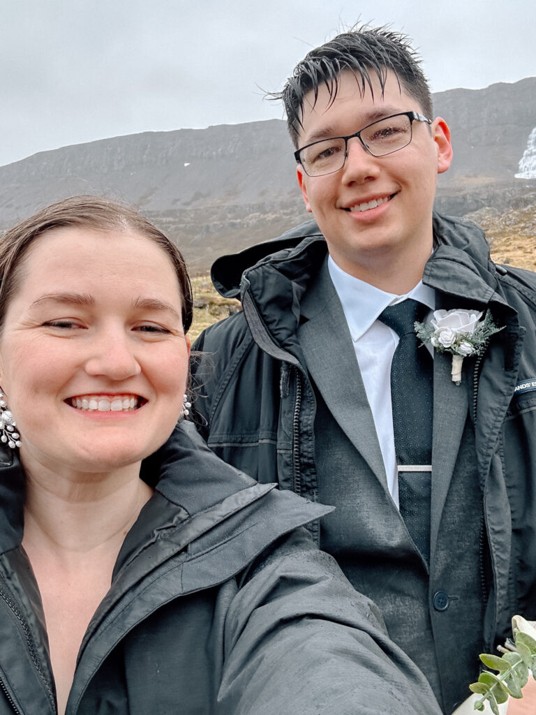 Desiree and her husband in a selfie while they were eloping in Iceland.