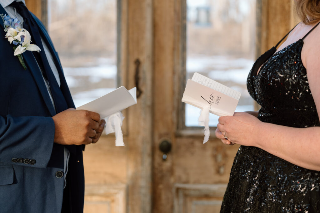 Close up of the vows books as D & Q read their vows. 
