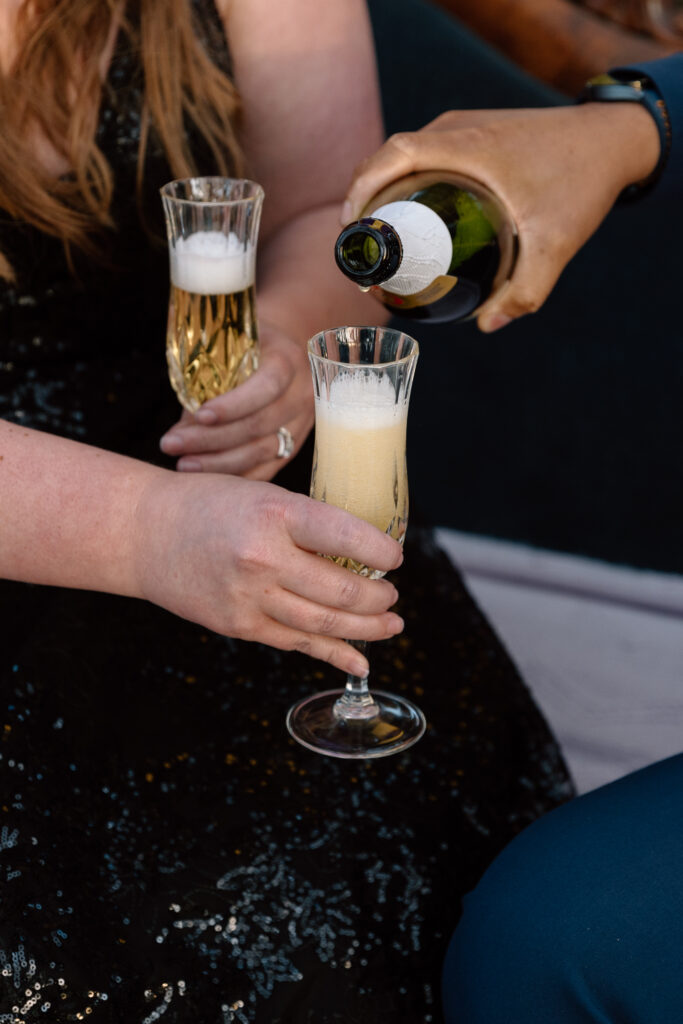 Pouring the apple cider.