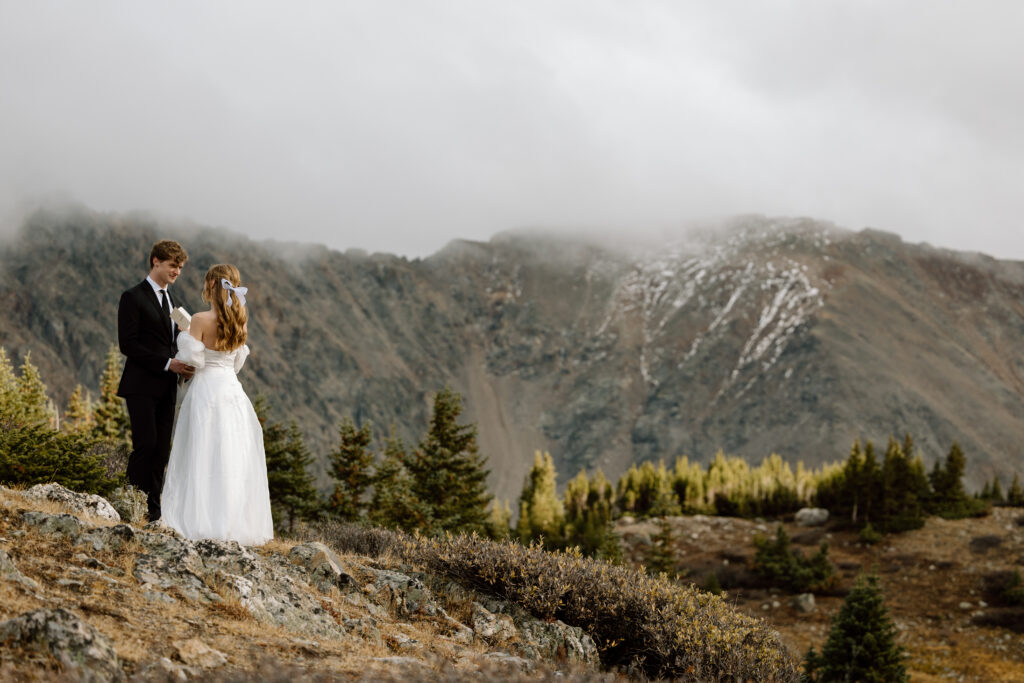 Couple saying their vows near Breckenridge, Colorado.