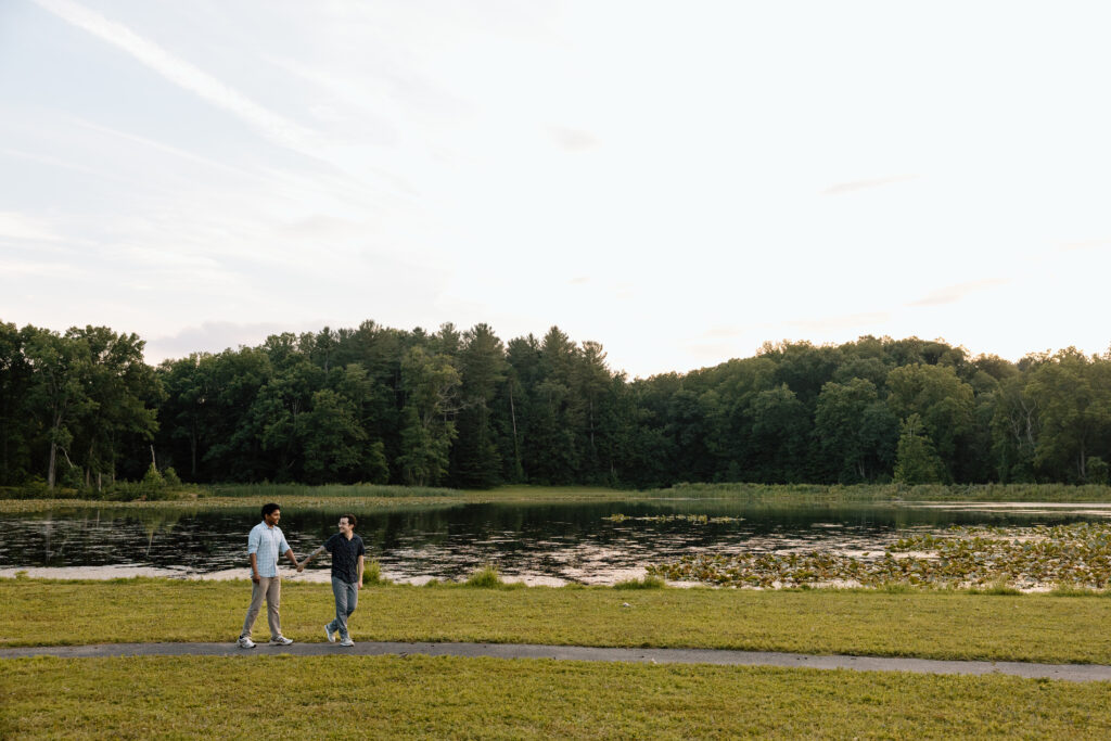 Couple walking at Kendall Lake.