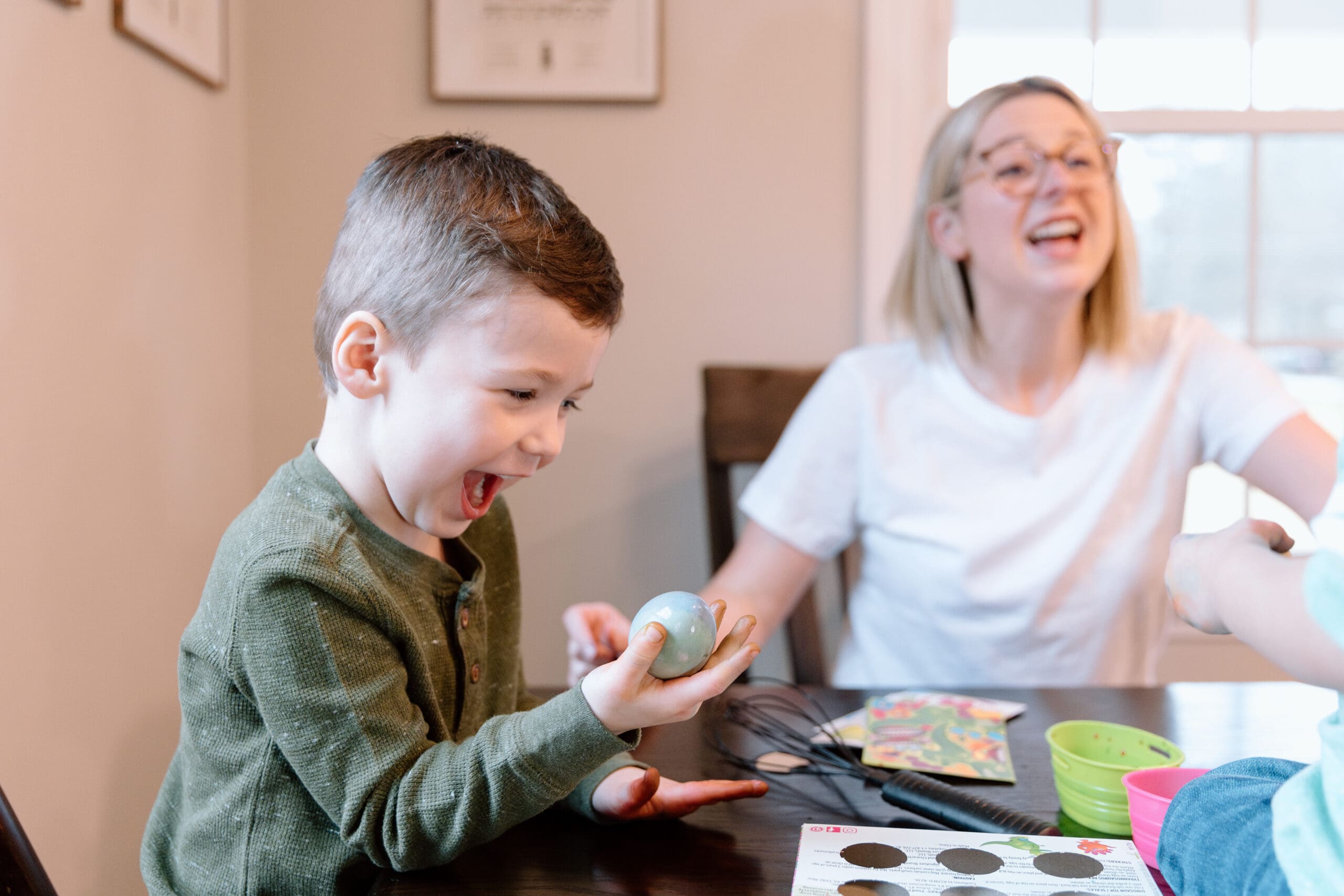 Boy holding an Easter egg.